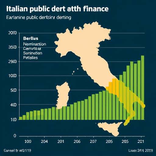 Grafico che illustra l'andamento del debito pubblico italiano nel corso degli anni.
