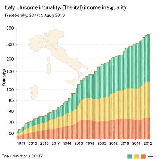 Grafico che illustra la crescente disparit&agrave; di reddito tra ricchi e poveri in Italia, come evidenziato dal rapporto ISTAT