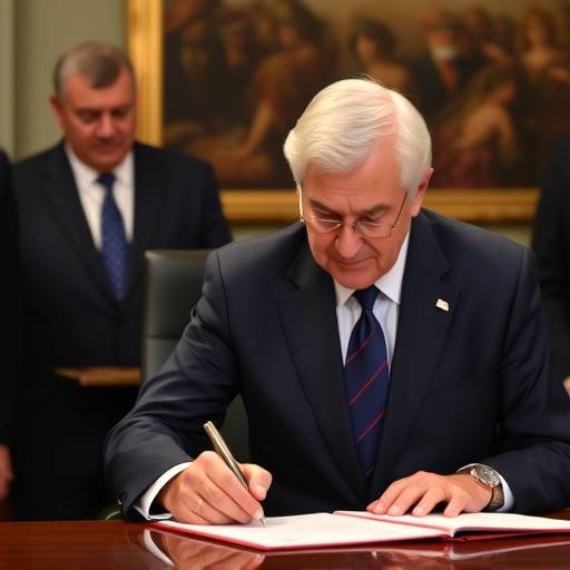 Il Presidente Mattarella firma un decreto legge a Roma